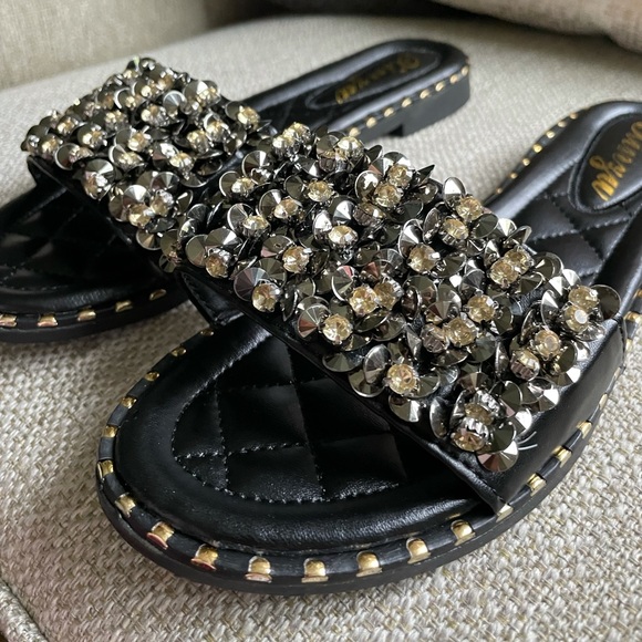NWOT Sparkle Chunky Sequin & Rhinestone Sandals - Picture 5 of 9